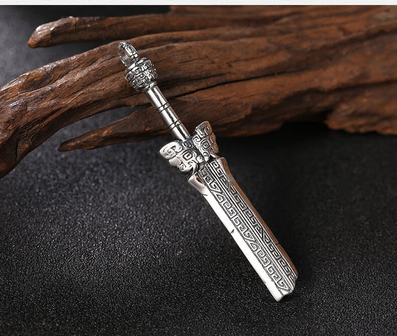 高瑞品质万圣节断剑男士银项链饕餮复古风项坠霸气潮男情侣礼物送亲朋