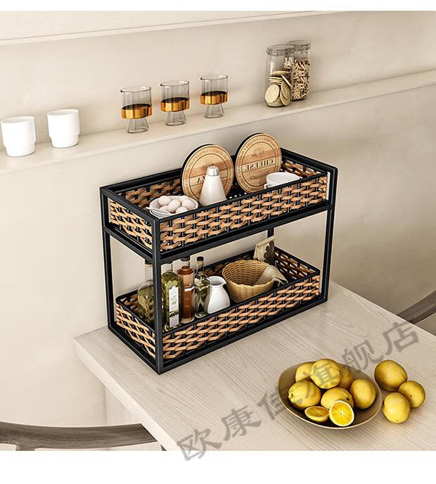 捷陆龙零食收纳架厨房靠墙餐桌收纳桌面置物架子整理多层零食杂物架