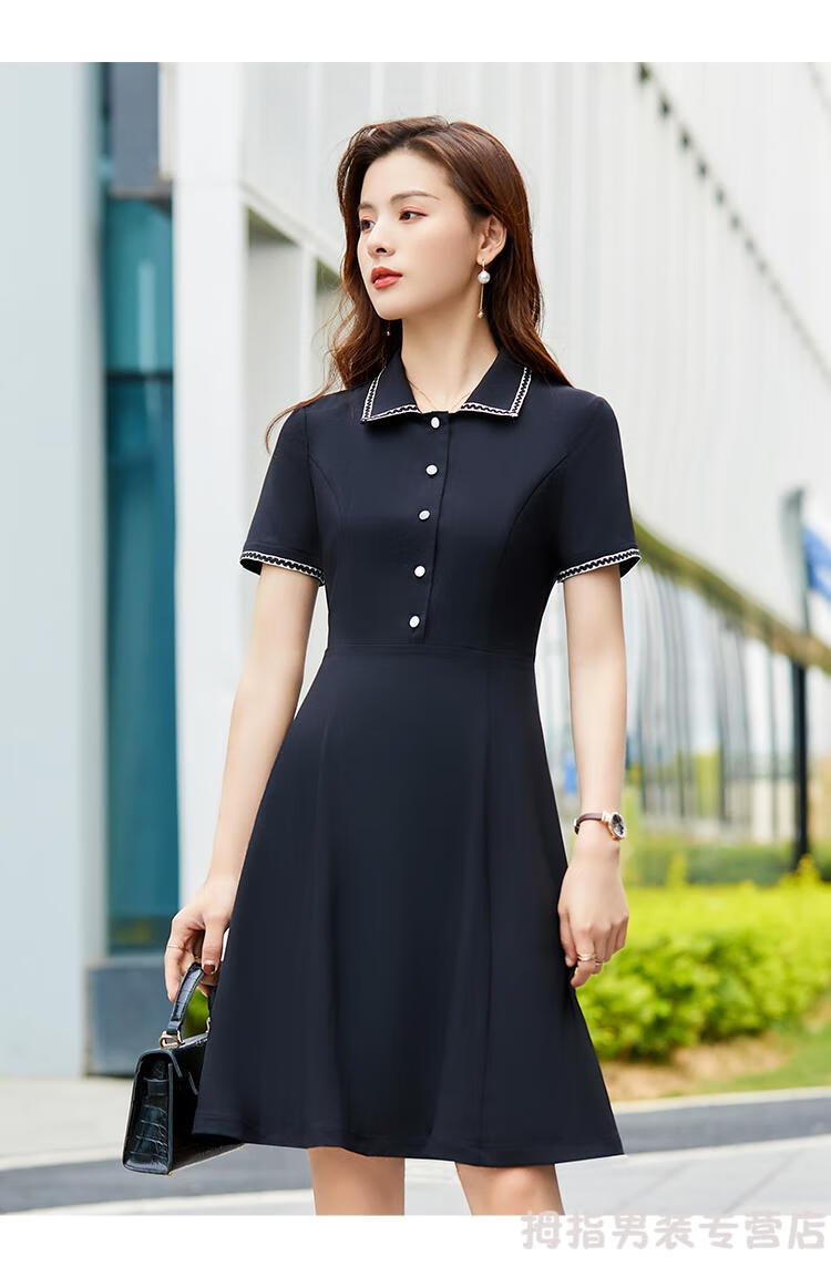 幼儿园教师园服老师工作服女幼师时尚面试职业装连衣裙a字裙春夏 红色