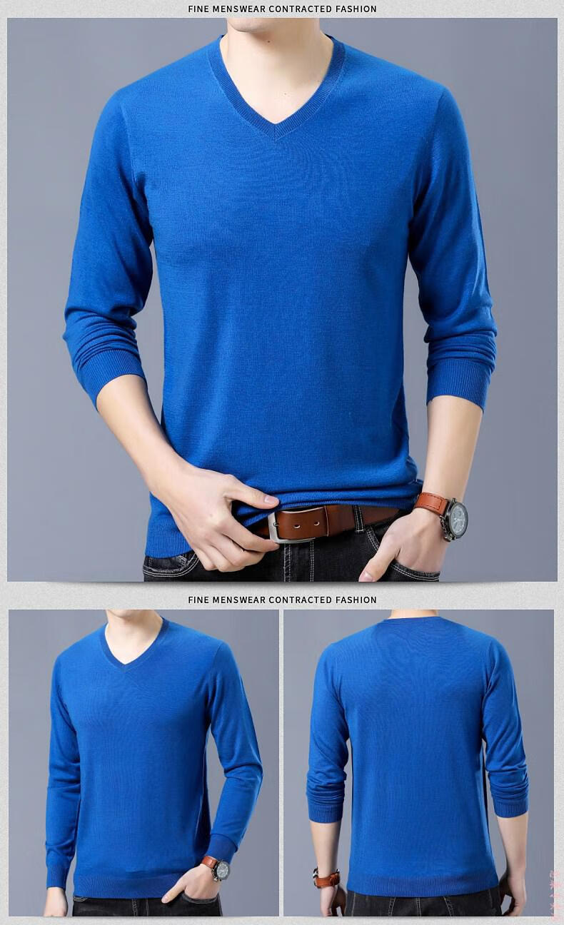 羊毛衫男新款针织衫男士毛线衣羊毛衫中年男士长袖上衣鸡心领羊绒针织