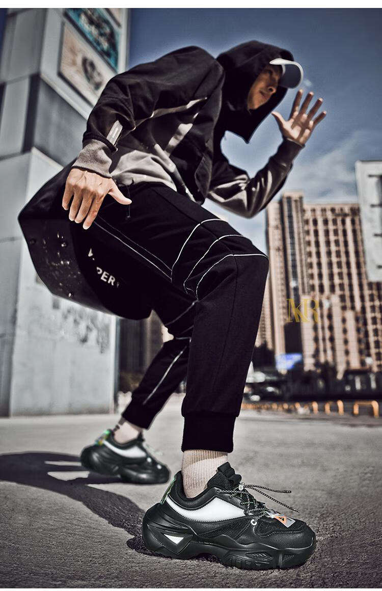 mukaruo高端品牌老爹鞋男夏季新款潮流运动鞋男舒适系带阿甘鞋男士