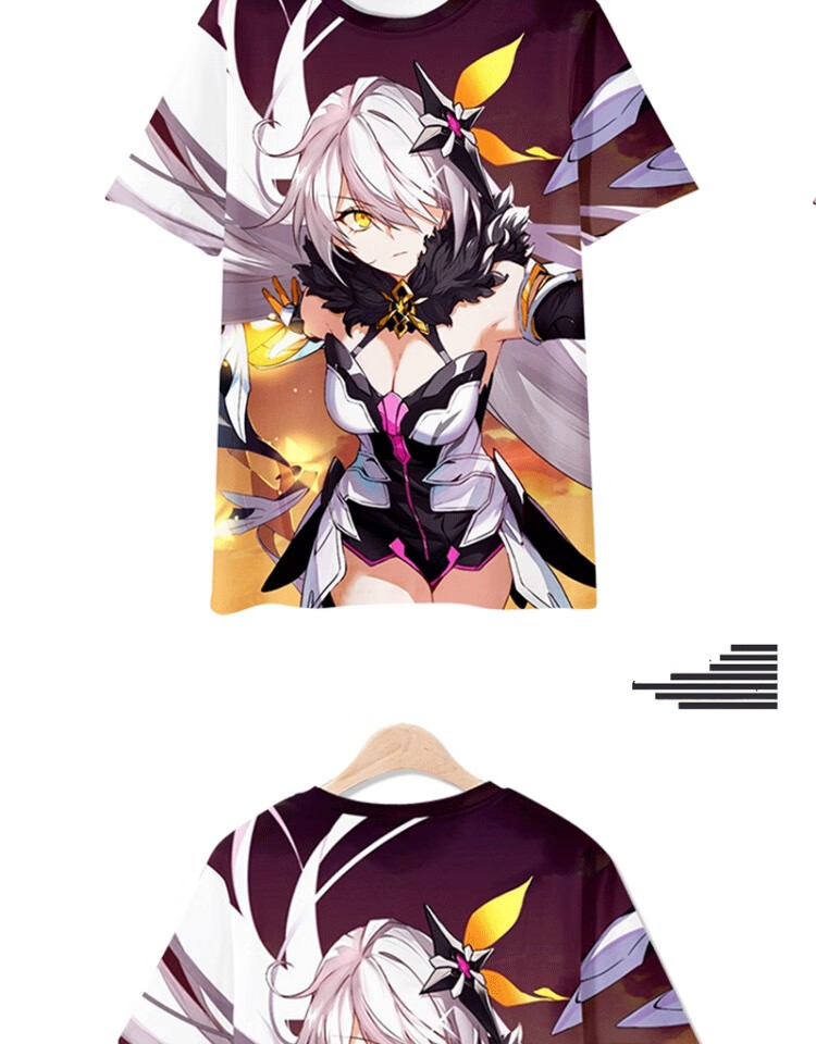 原神衣服动漫t恤二次元周边可莉派蒙七七刻晴cos短袖t恤雷泽痛迪卢克