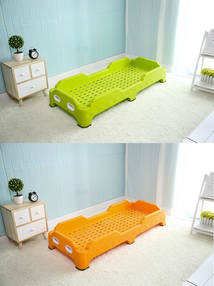 小学生午休折叠床幼儿园床儿童床加厚塑料床折叠全塑料床叠叠床塑料