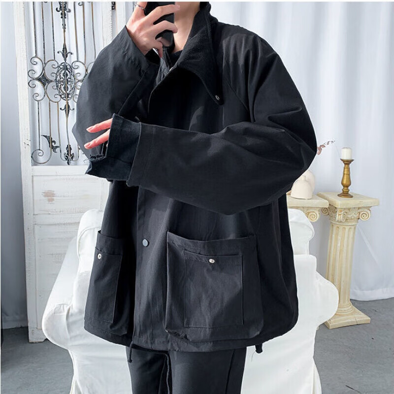 柚斯男装抖音网红同款2新款春秋工装外套男款潮流帅气宽松大码学生