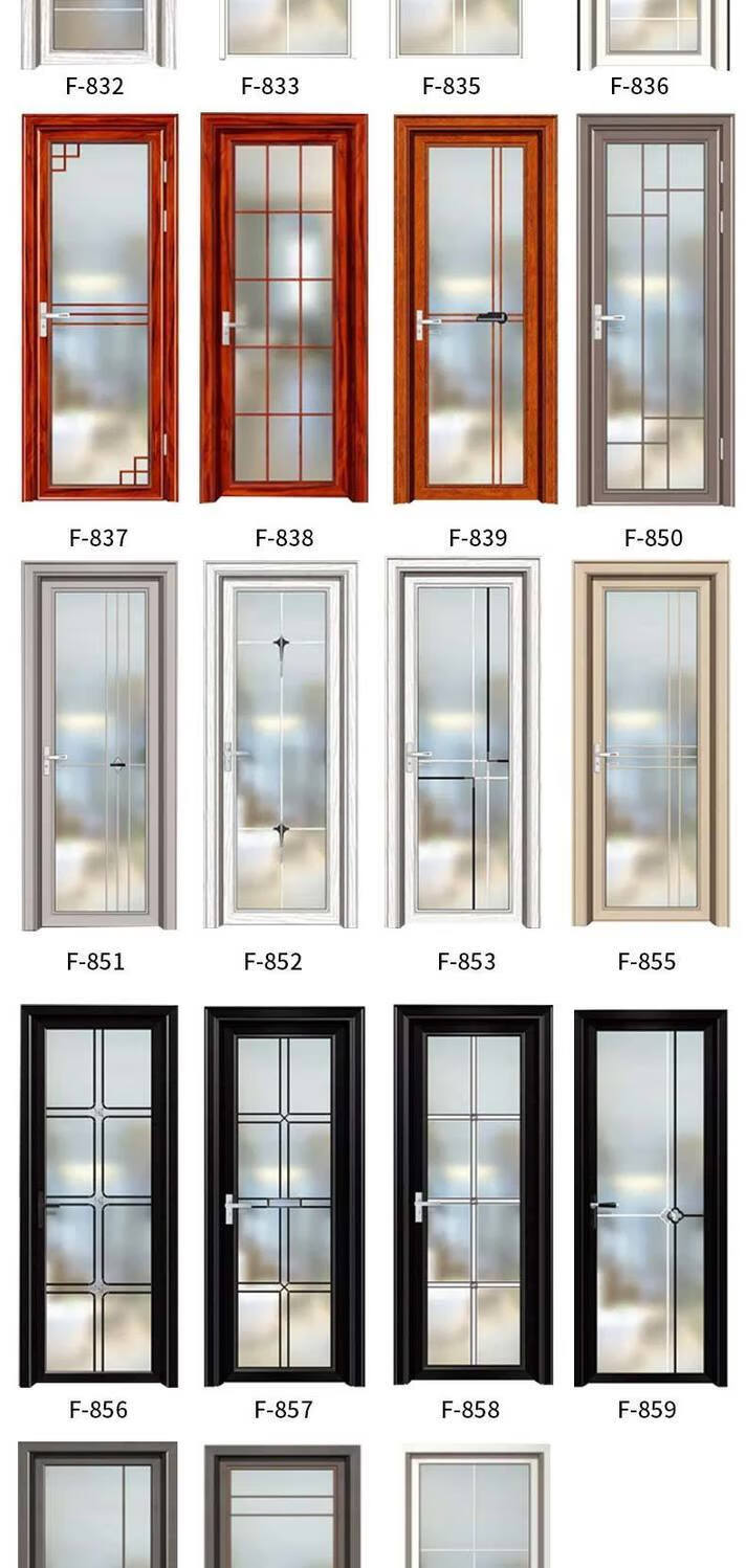 福万家出租屋单门钛镁铝合金平开门玻璃门防水厨房卫生间厕所门黑色10