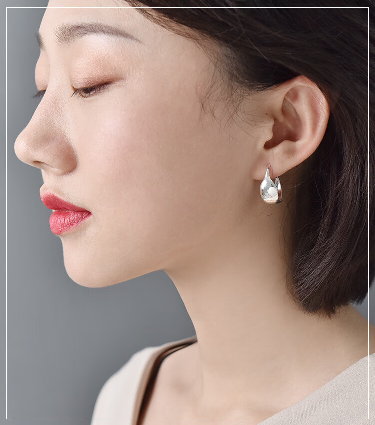 abay银耳环女气质耳圈999复古百搭中老年送妈妈奶奶礼物耳坠耳扣3克