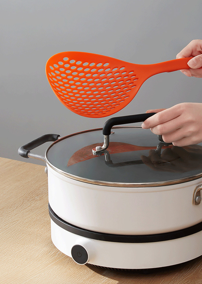 温庭日式漏勺大号厨房大号捞面漏勺大漏网家用长柄防滑圆形笊篱沥水