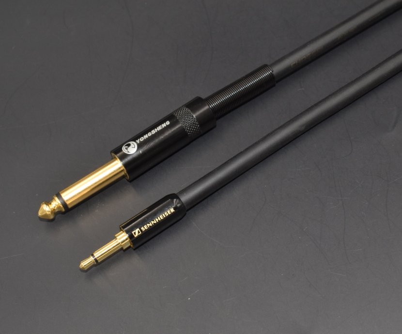 5mm单声道 大二芯小二芯公对公 对录音频信号线 黑色 直头 30米【图片