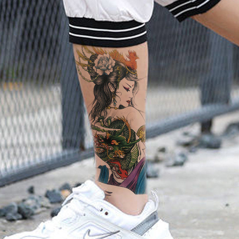 桑雀新款艺伎龙姬割线半臂纹身贴水男女小腿肩部腹部性感仿真 半臂525