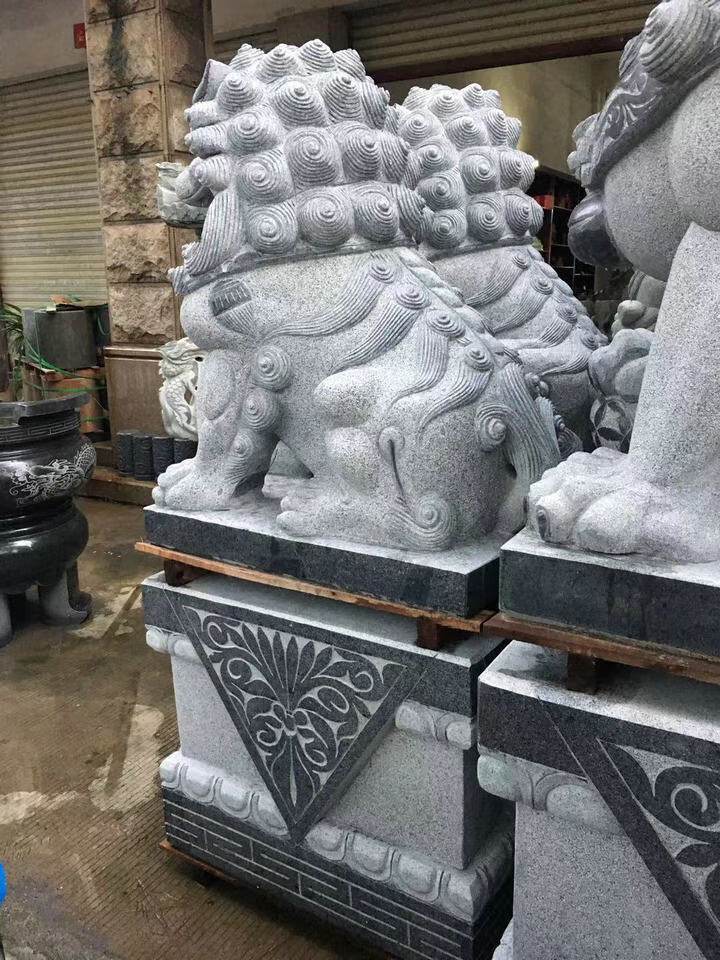 石雕大型石狮子 花岗岩石雕狮子一对公司门口摆件大型惠安石雕祠堂