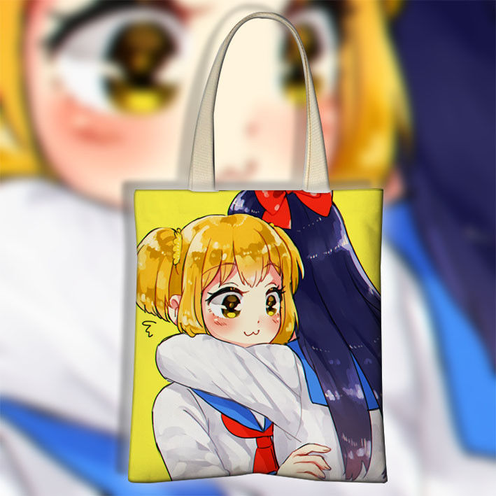 定制pop子和pipi美手提袋动漫周边礼物单肩包手提袋帆布袋款号8纵向