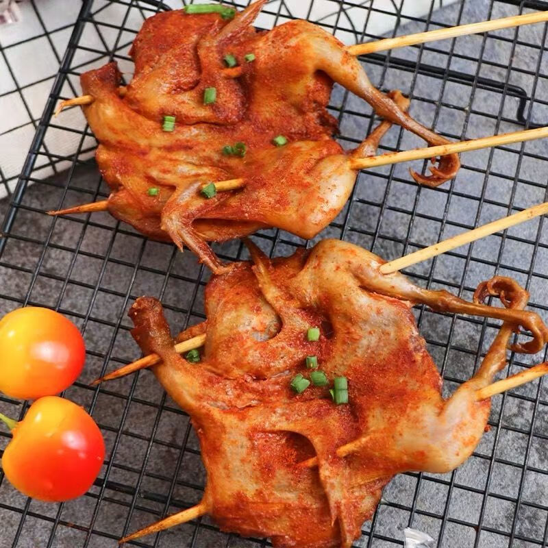 烧烤鹌鹑串新鲜红面鹌鹑串5只包冷冻商用半成品大串烧烤食材串500g