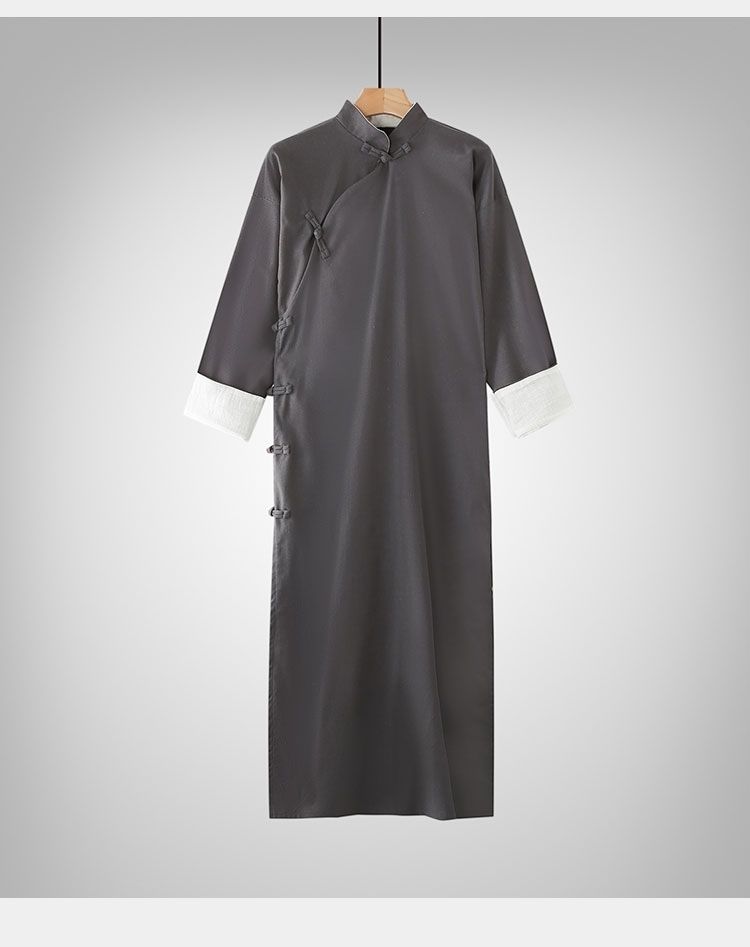 岚岩棉麻民国长衫男古装长袍马褂少爷中国风相声大褂觉醒年代演出服装