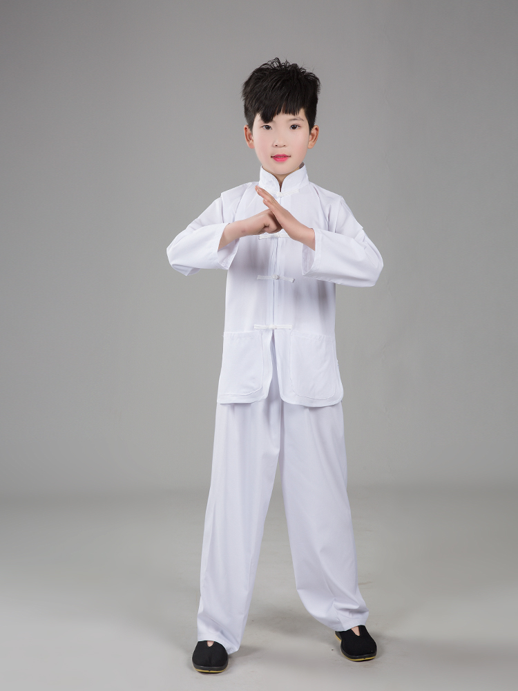 簘蕥男装咏春拳服装叶问李小龙唐装古装传统儿童同款功夫演出服黑色