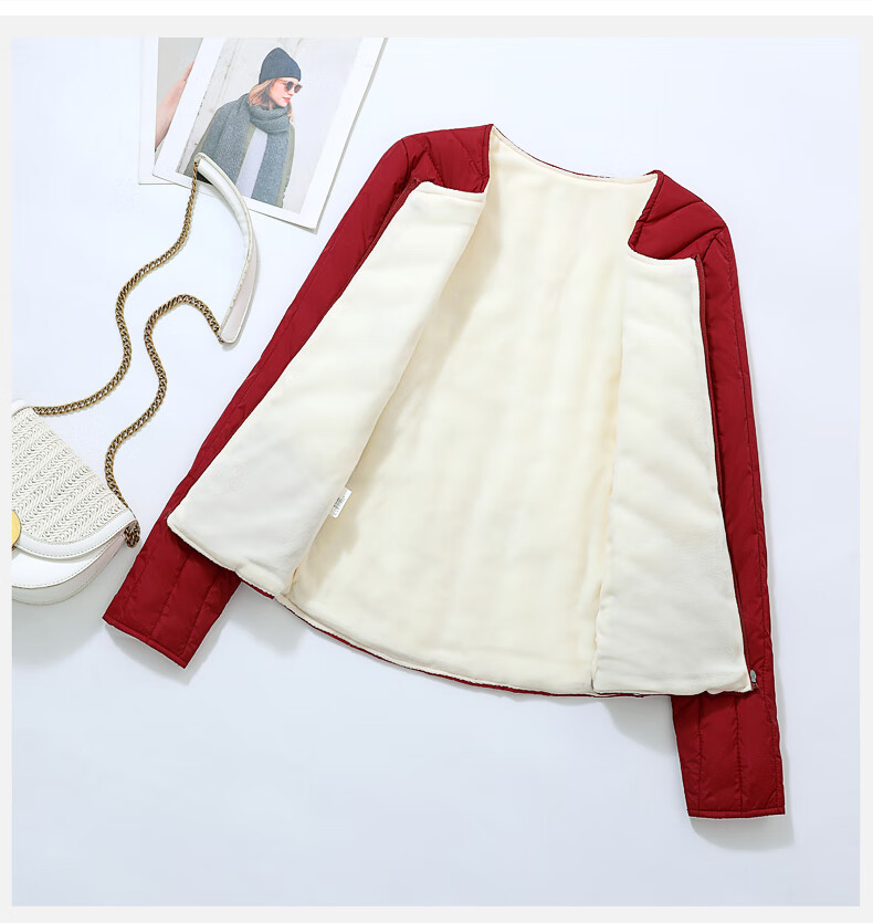 cilian 加绒加厚内胆棉衣女贴身保暖内穿打底小棉袄秋冬短款棉服外套