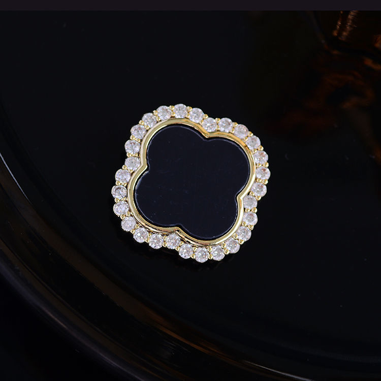 ck施华洛世奇锆无痕磁扣免穿孔防走光扣领口配饰吸铁石四叶草胸针女