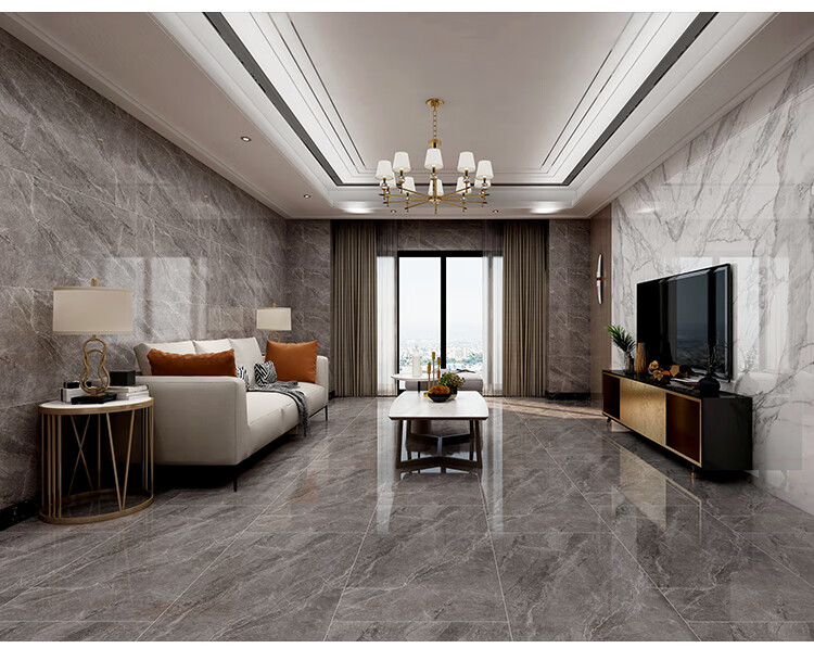 瓷砖600x1200地砖客厅室内通体大理石滑简约大板磁砖 咖啡灰 ft1218