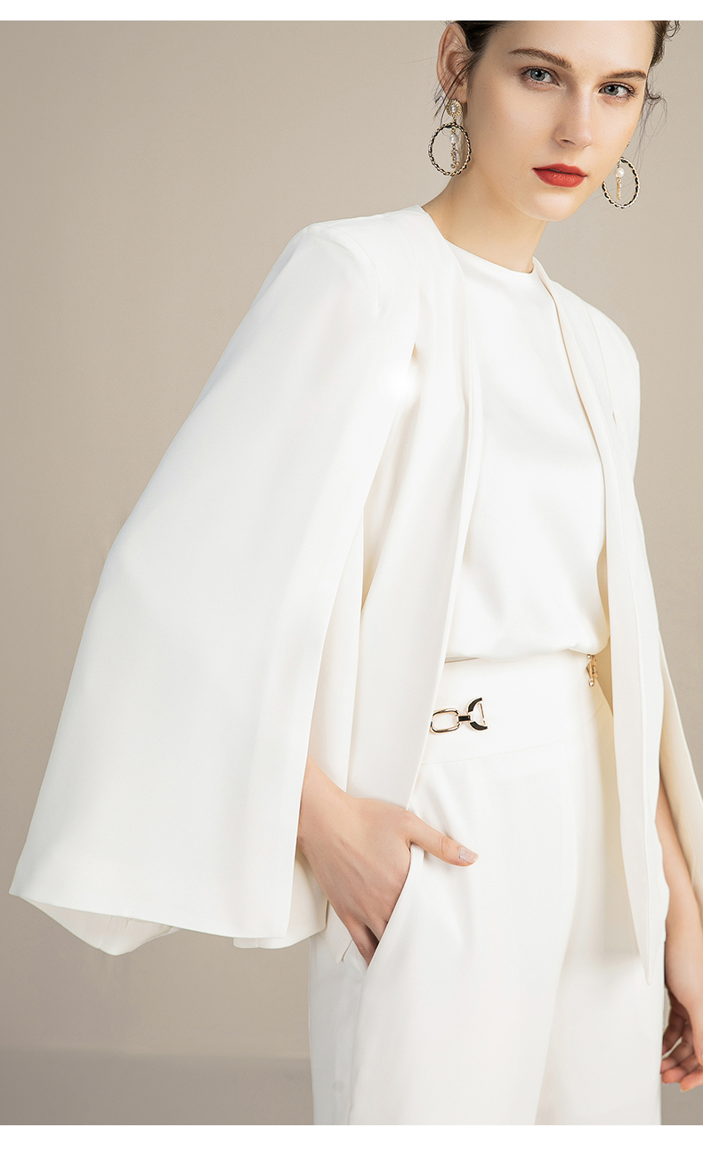 西装套装女秋高端总裁主持职业正装设计感小西服 披风 背心 阔腿裤