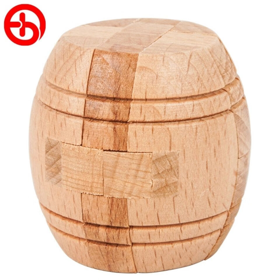 榉木酒桶鲁班锁孔明锁玩具75cm6cm45cm三规格收纳袋大号榉木酒桶75cm