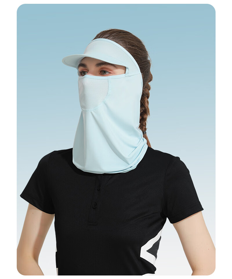 高品质冰丝防太阳面罩女士围脖脖子户外脖套骑行面巾男士运动头巾灰色