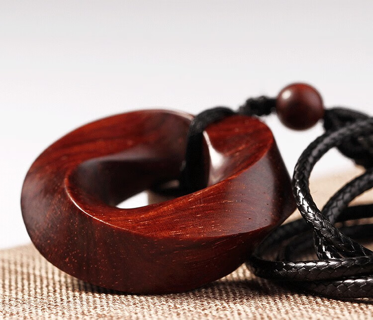 御大师莫比乌斯环吊坠印度小叶紫檀木木质木头吊坠项链木制挂件男女清