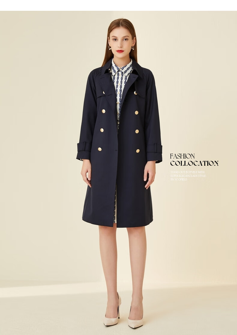 scofield风衣女中长款春季女士英伦风高端气质外套女百搭 酒红色 160