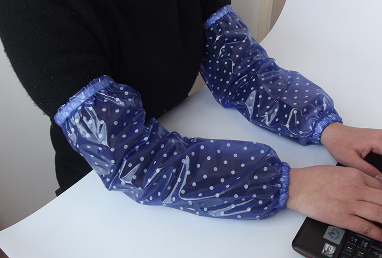 梦茜儿新品防水袖套女洗碗用加厚袖口宽松紧带防油防水皮袖套男女防水