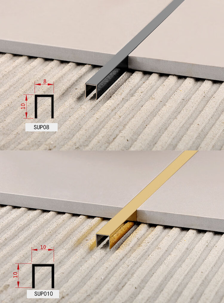 304不锈钢收边条装饰条背景墙木地板u型槽瓷砖美缝3mm极窄收口条