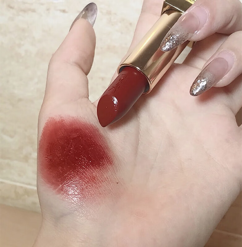 现货ysl圣罗兰方管哑光口红15719661571568321120114棕红盲盒试色图