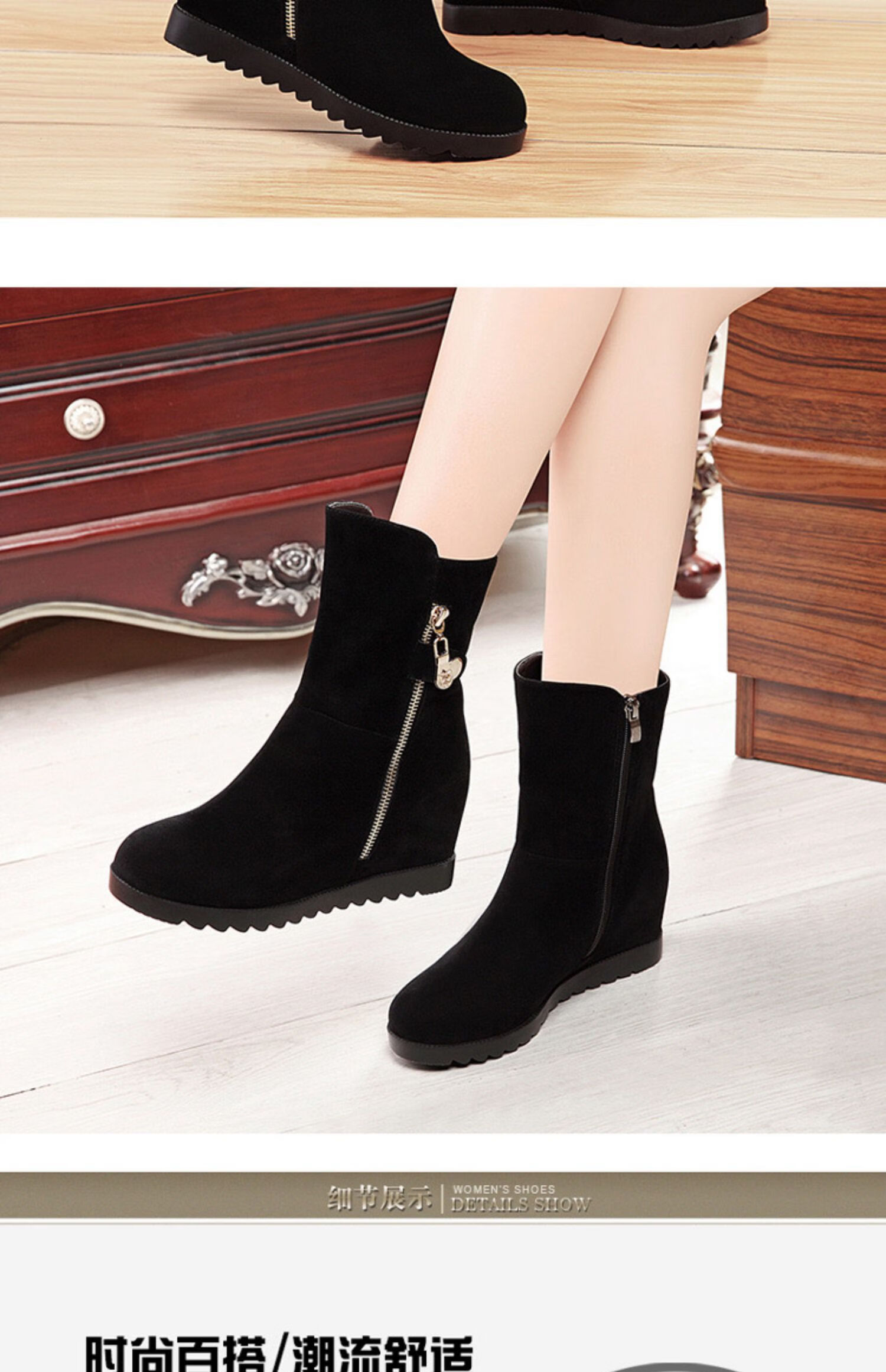 乔丹中国专卖女靴品牌棉靴女平底内增高加绒中筒靴2021年秋冬新款