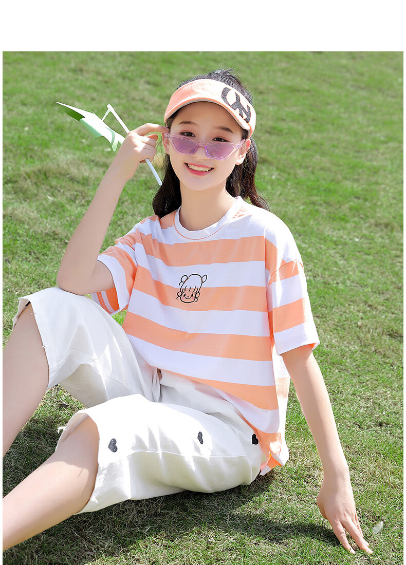 mzploi初中生夏装女套装少女中学生夏季新款运动裤两高中生休闲宽松