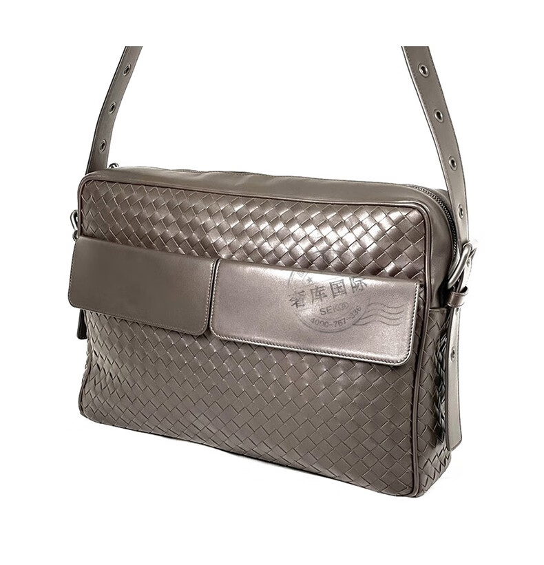 bottega veneta宝缇嘉bv男包编织小牛皮单肩邮差包 藏蓝色337091 v