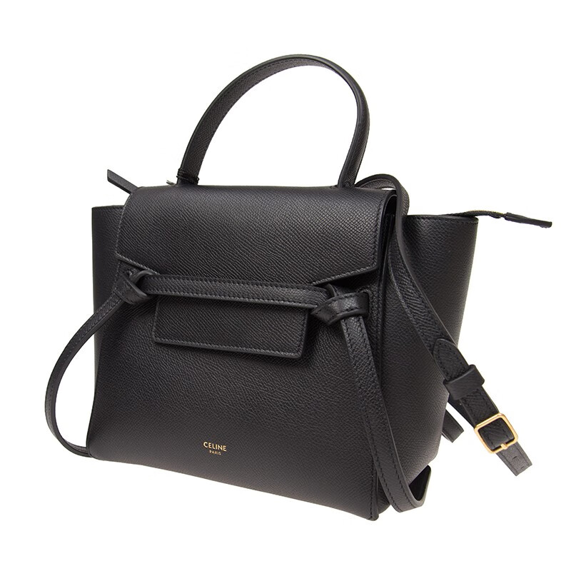 赛琳celine女包beltnano黑色粒面小牛皮斜挎包手提包鲶鱼包黑色预售