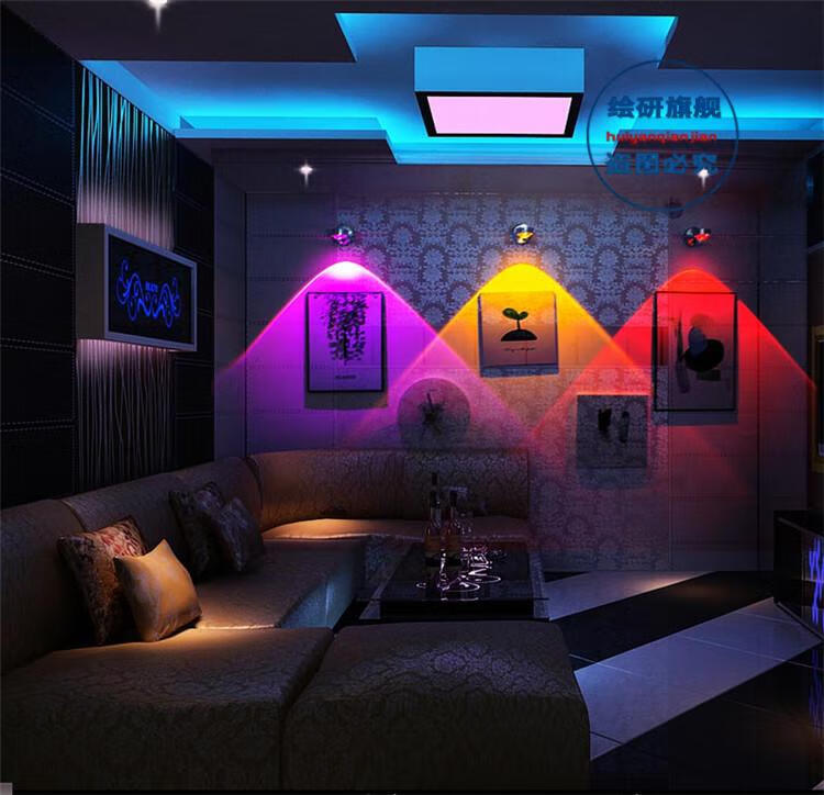 led壁灯免接线充电无线粘贴式沙发背景墙酒吧ktv迪吧氛围射灯3w黄光带