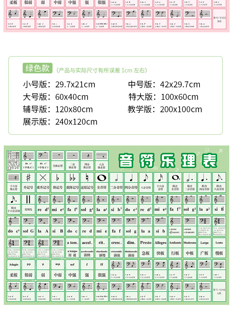 新寶(xinbao)音符樂理表掛圖琴行教學五線譜88鍵鋼琴大譜表初學者牆貼