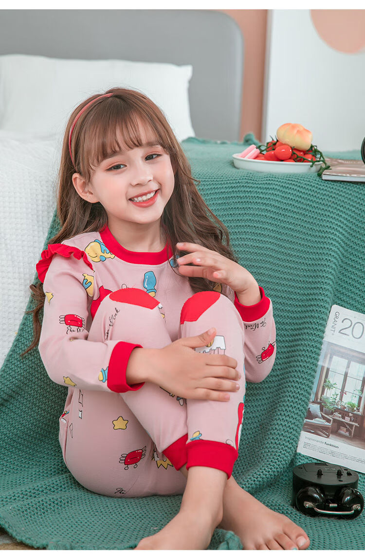 北极绒女童秋衣秋裤套装儿童中大童修身保暖内衣女孩家居服宝宝秋冬