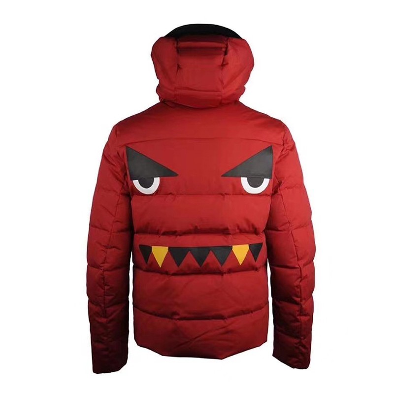 fendi芬迪小怪兽贴片连帽男士羽绒服faa584a53d正品保证红色系44