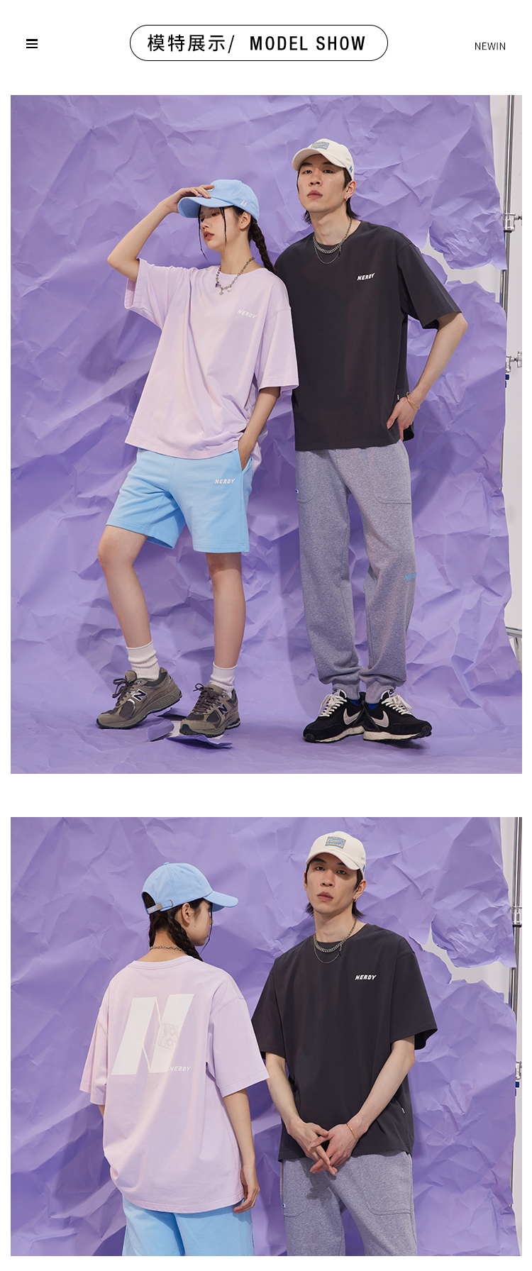 nerdy2022年春季圆领套头短t情侣dnalogo系列标志短袖t恤女浅紫色m