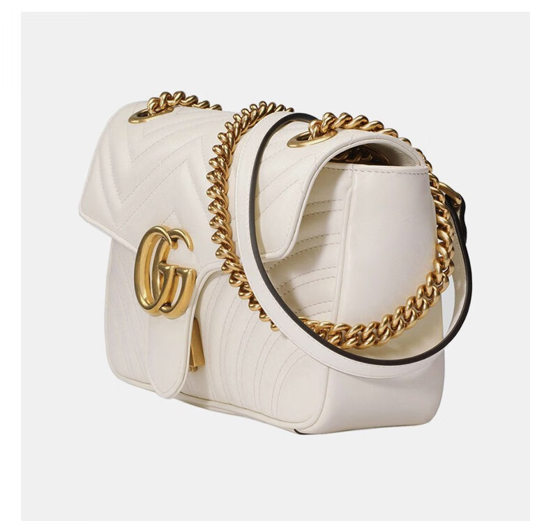 gucci包包古驰女包marmont系列经典款黑色牛皮双g酷奇绗缝女士中号单