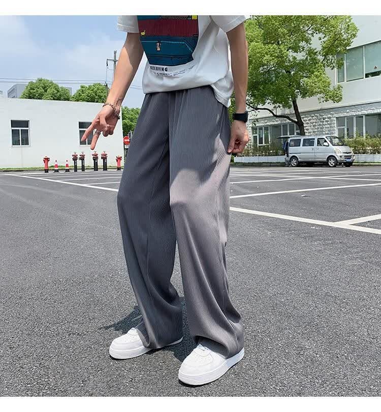 抖音同款拓锐严选2022夏季薄款裤子男款冰丝韩版原宿风宽松直筒垂感阔