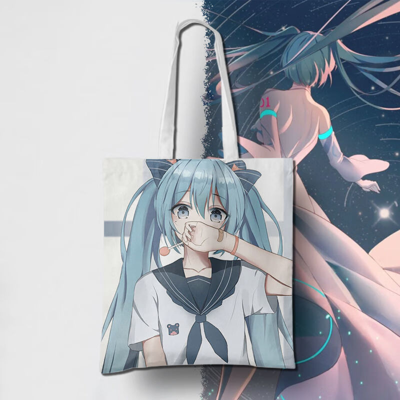 初音未来周边帆布袋二次元动漫大号帆布包ins手提帆布袋学生单肩包大