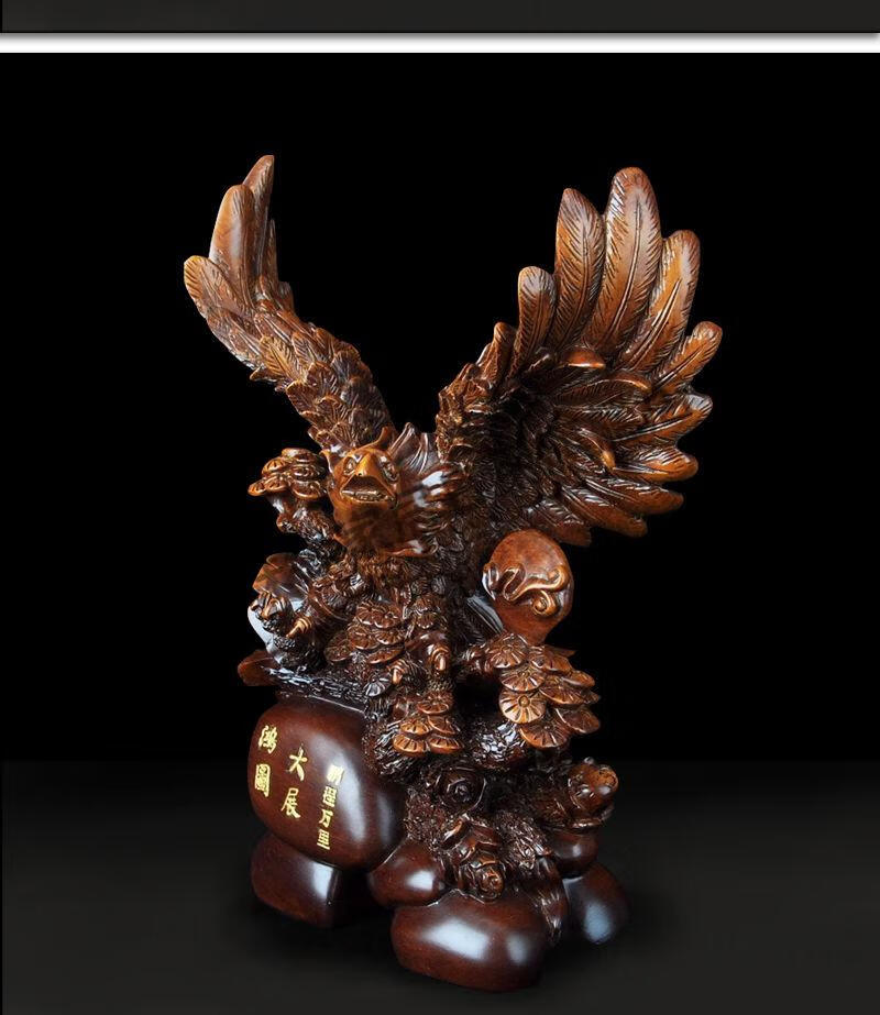 大展宏图老鹰工艺品摆件客厅装饰品办公桌老板老总桌面开业礼品木珠缘