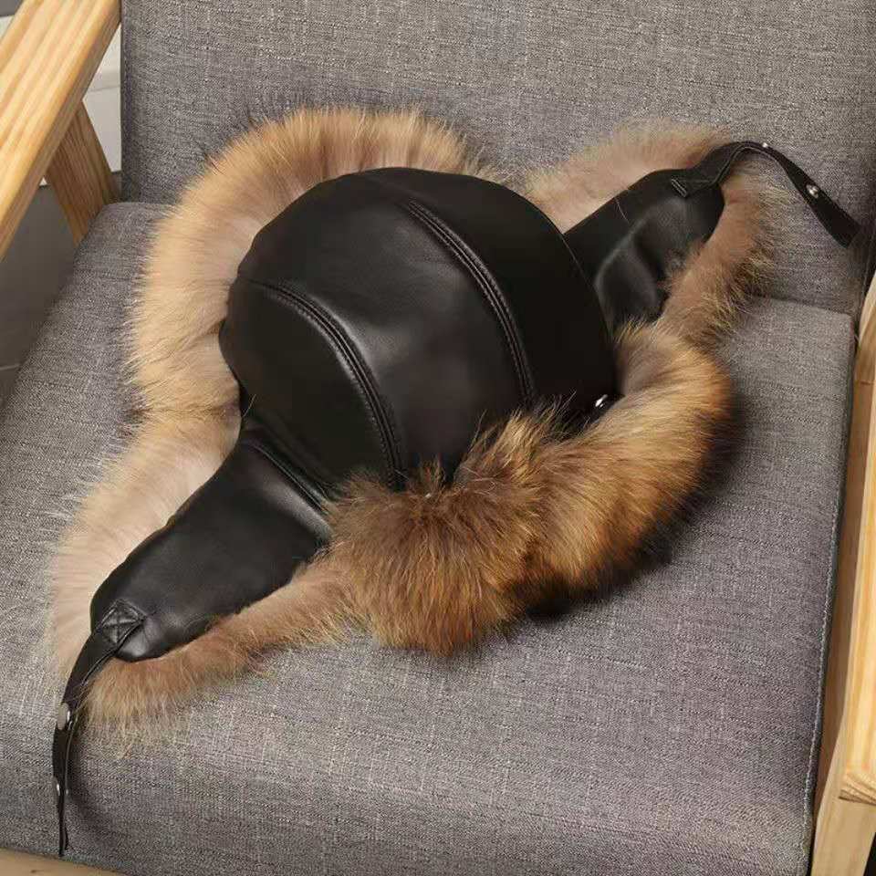 冬季狗皮帽子东北男士棉帽皮草雷锋帽男冬中老休闲加厚护耳帽火车头狗