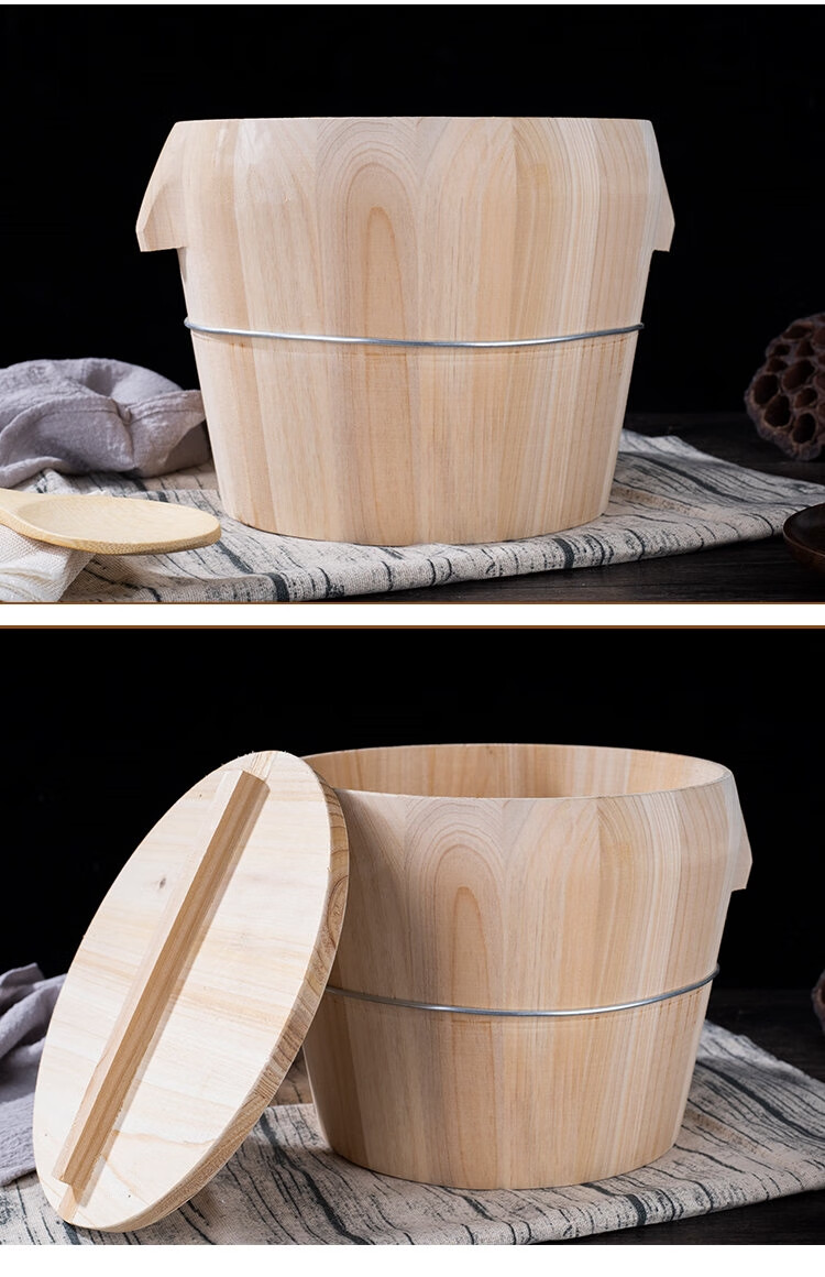 美厨同款木质蒸饭桶小饭桶竹制饭甑子深桶米酒蒸饭桶木质蒸笼蒸饭器