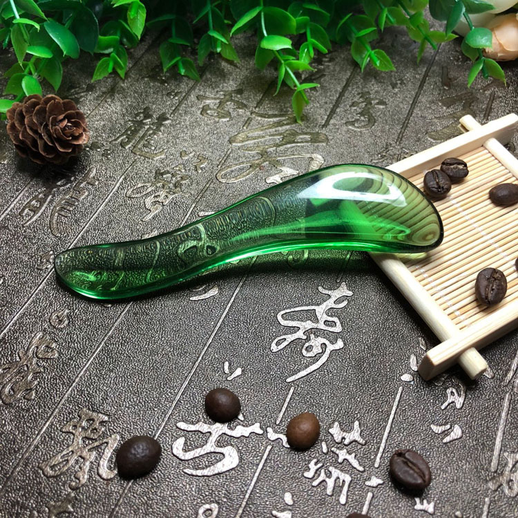 天然水晶玉石按摩棒刮痧板面部拨经棒眼部点穴棒拨筋棒 打凹棒黄色