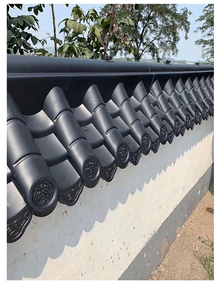 秋颖 单面一体带脊新中式围墙压顶院墙装饰仿古墙头树脂墙帽塑料瓦