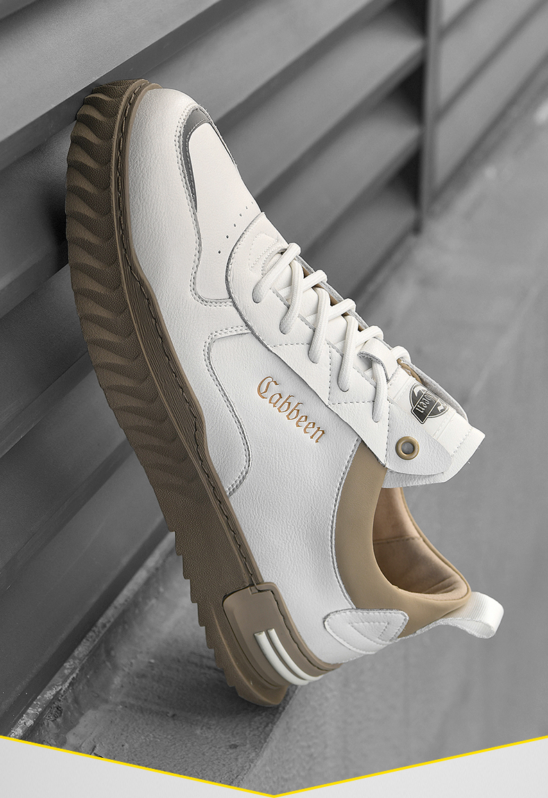 cabbeen卡宾男鞋复古板鞋男夏季小白鞋男厚底透气2022年新款春季百搭