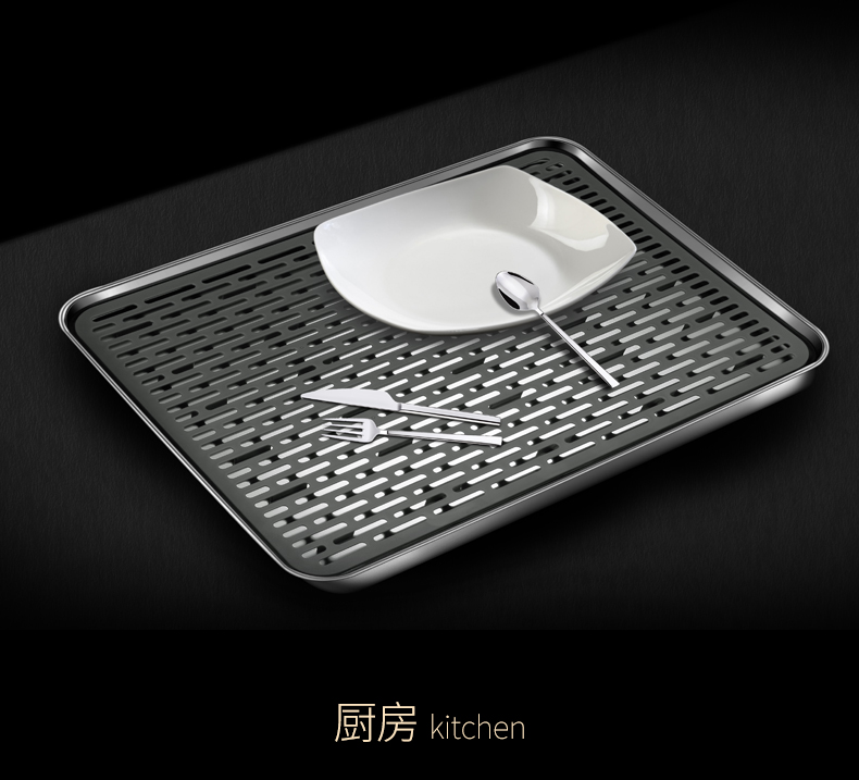 304加厚不锈钢茶盘德国kunzhan不锈钢茶盘加厚304家用托盘沥水盘套装