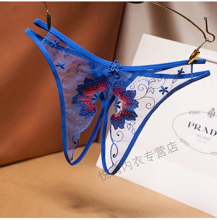 性感内裤女后1入式女士透明内裤花纹性感绣花日系女士丁字裤蕾丝透明