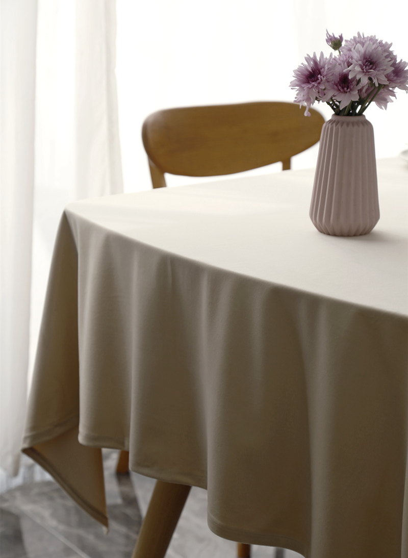 米色绒布桌布轻长方形家用餐布台布艺拍照会议室定制 米色【天鹅绒】